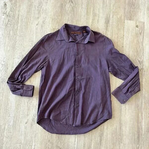 Mens Perry Ellis Purple Button Up Shirt - L